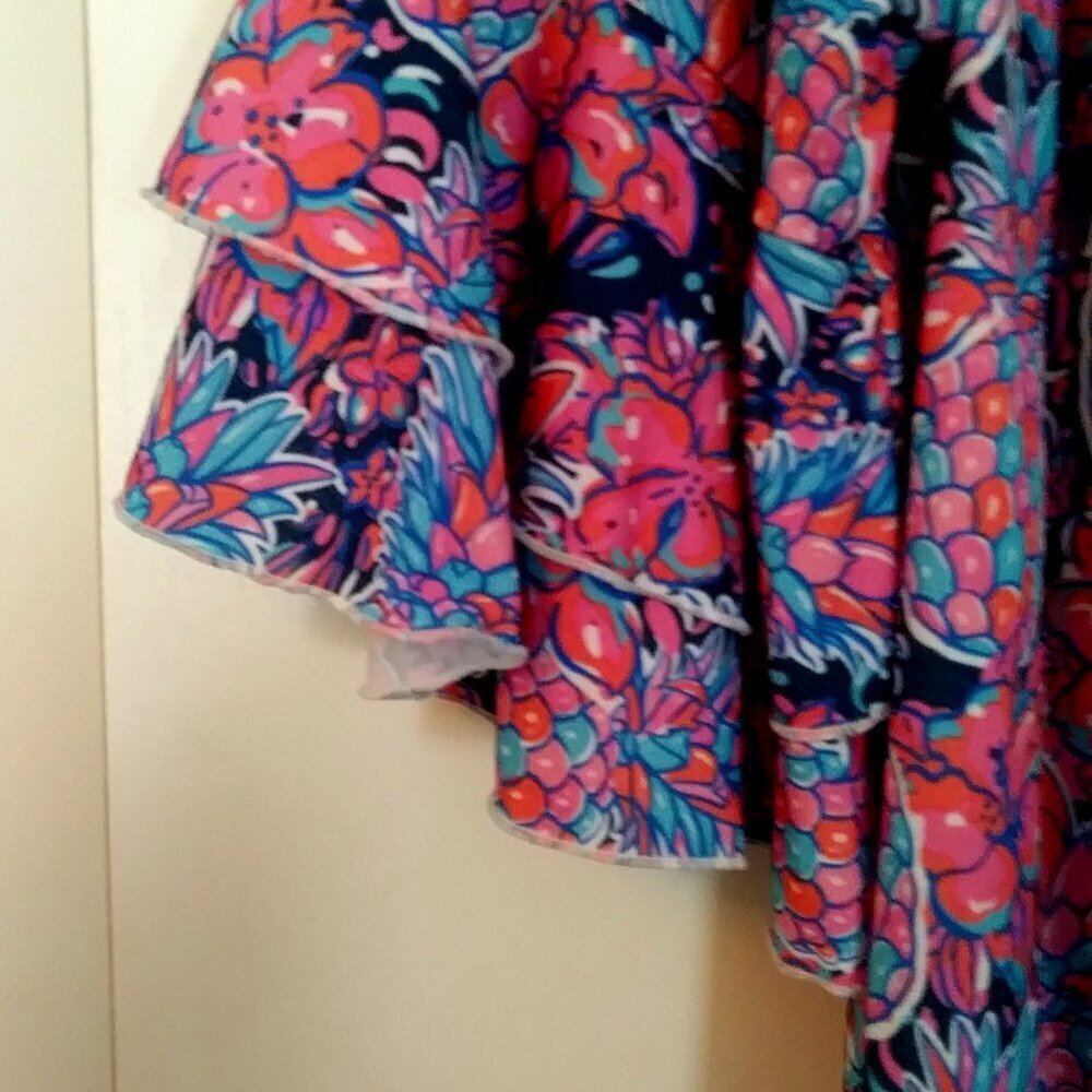 🌺🍍Simply Southern Off‑Shoulder Pineapple & Floral Top 🌺🍍 Navy • Size L - Picture 5 of 9